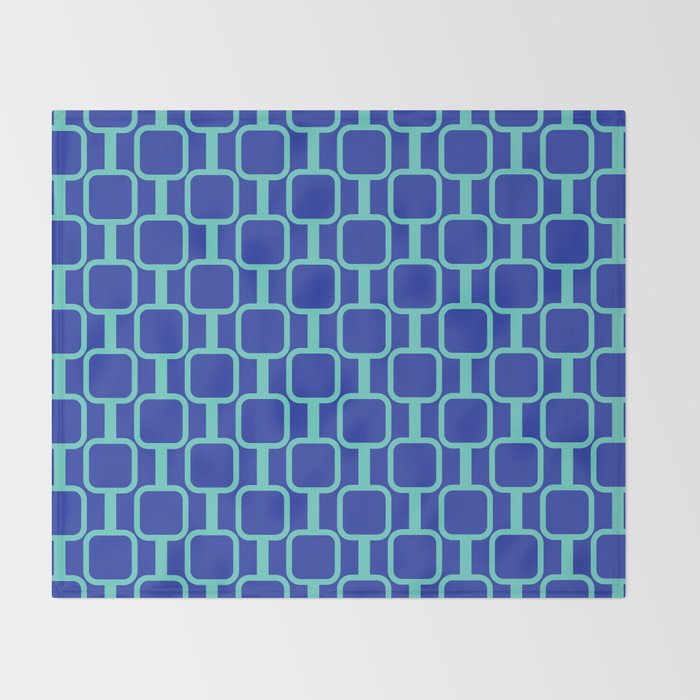 Mod Links Mid Century Modern Geometric Pattern Blue Aqua Throw Blanket Gallery Image 2