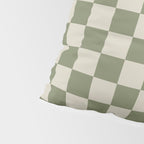Checkerboard Diagonal Check Pattern in Vintage Olive Green and Turquoise Teal Pillow Sham Gallery Image 4