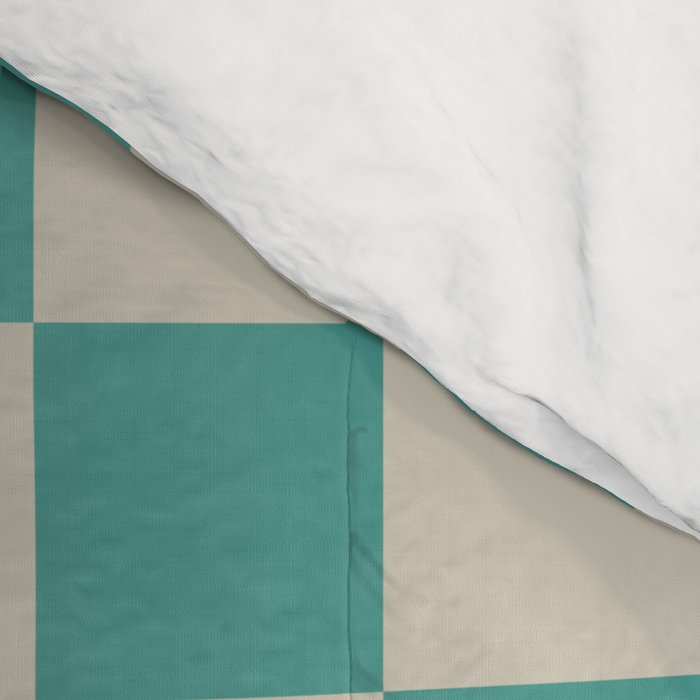 Checkerboard Diagonal Check Pattern in Vintage Olive Green and Turquoise Teal Comforter Gallery Image 4