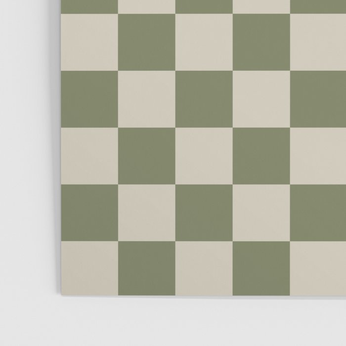 Checkerboard Diagonal Check Pattern in Vintage Olive Green and Turquoise Teal Poster Gallery Image 3