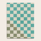 Checkerboard Diagonal Check Pattern in Vintage Olive Green and Turquoise Teal Notebook Gallery Image 4