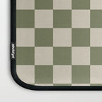 Checkerboard Diagonal Check Pattern in Vintage Olive Green and Turquoise Teal Laptop Sleeve Gallery Image 3