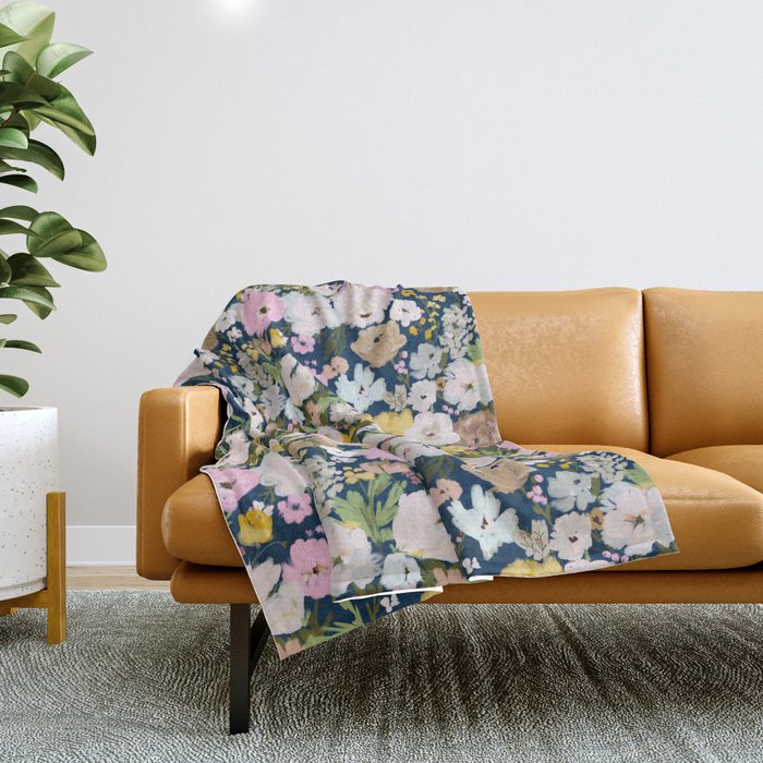 Flower Stand - blue Throw Blanket Gallery Image 1