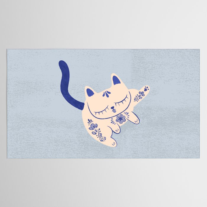 Purrcelin Cat Butt - Delft Porcelain Kitty Tablecloth Gallery Image 2