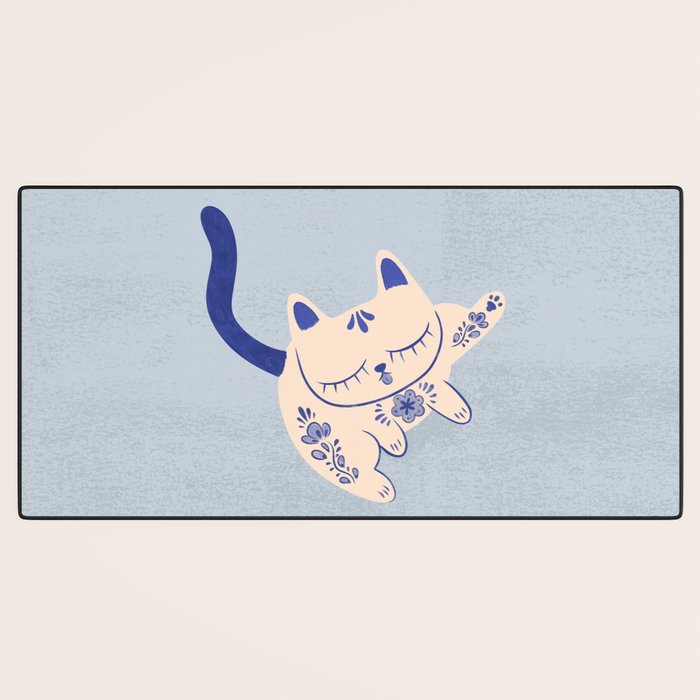 Purrcelin Cat Butt - Delft Porcelain Kitty Desk Mat Gallery Image 3