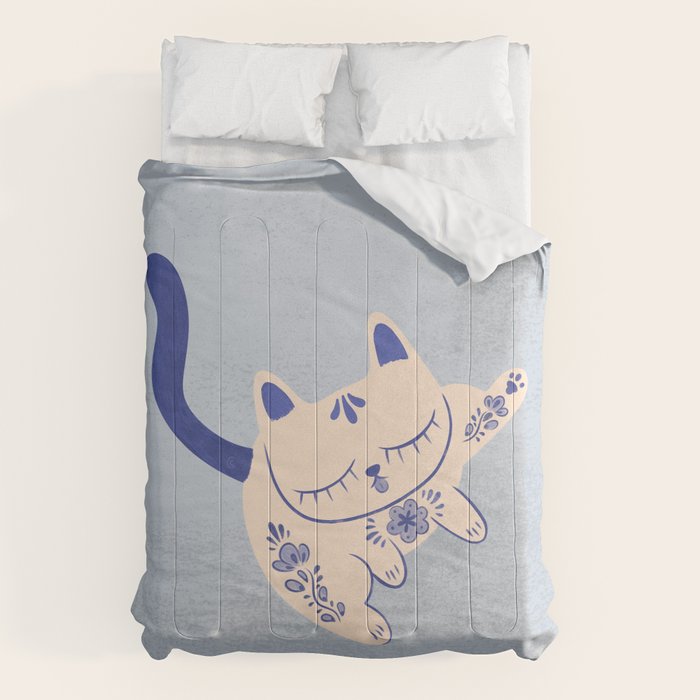 Purrcelin Cat Butt - Delft Porcelain Kitty Comforter Gallery Image 1