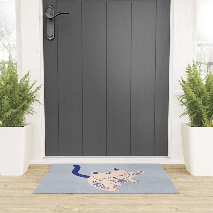 Purrcelin Cat Butt - Delft Porcelain Kitty Welcome Mat Gallery Image 3