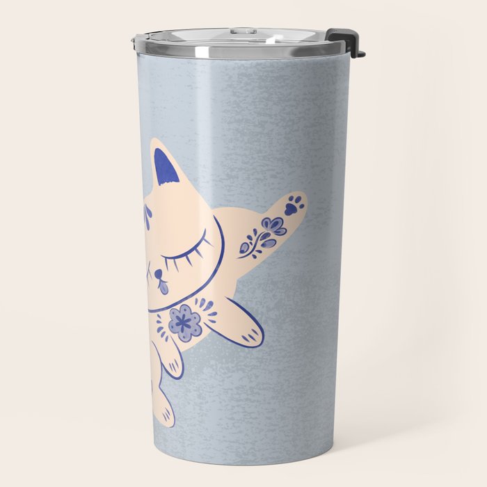 Purrcelin Cat Butt - Delft Porcelain Kitty Travel Mug Gallery Image 2