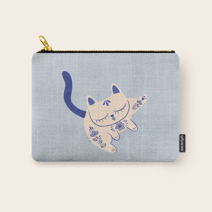 Purrcelin Cat Butt - Delft Porcelain Kitty Carry All Pouch Gallery Image 1