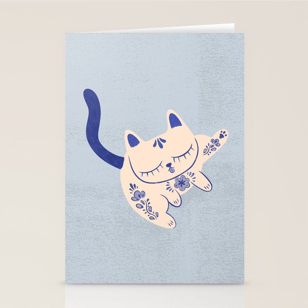 Purrcelin Cat Butt - Delft Porcelain Kitty Stationery Card Gallery Image 2