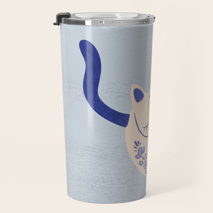 Purrcelin Cat Butt - Delft Porcelain Kitty Travel Mug Gallery Image 3