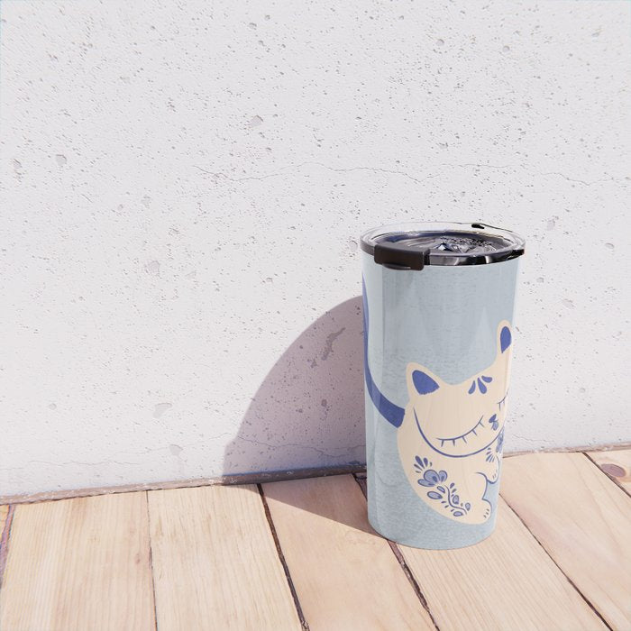 Purrcelin Cat Butt - Delft Porcelain Kitty Travel Mug Gallery Image 4
