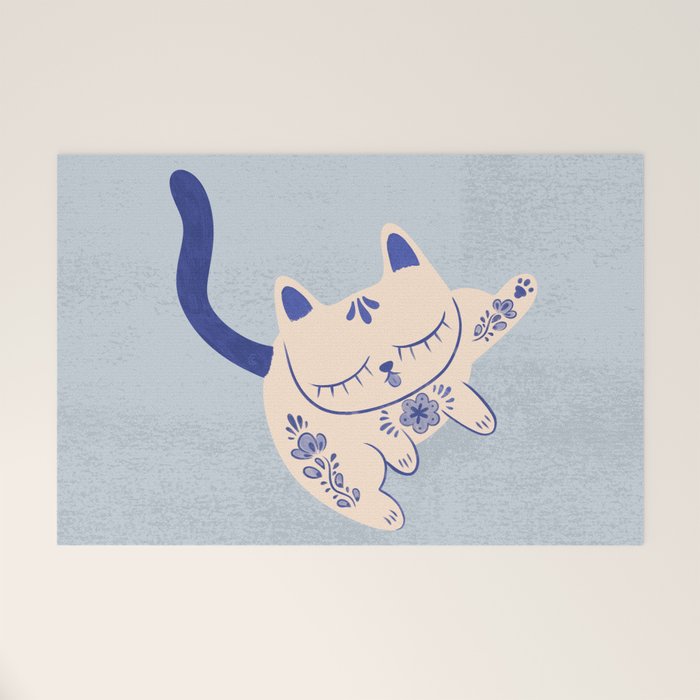 Purrcelin Cat Butt - Delft Porcelain Kitty Welcome Mat Gallery Image 1
