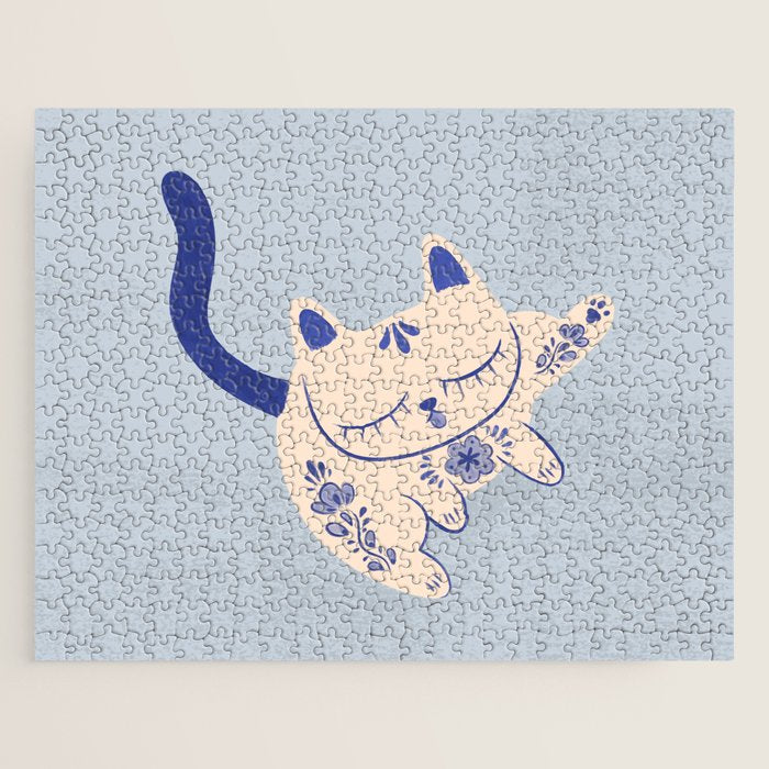 Purrcelin Cat Butt - Delft Porcelain Kitty Jigsaw Puzzle Gallery Image 1