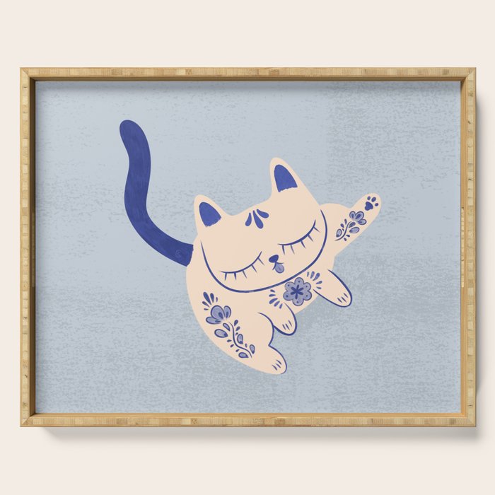 Purrcelin Cat Butt - Delft Porcelain Kitty Serving Tray Gallery Image 1