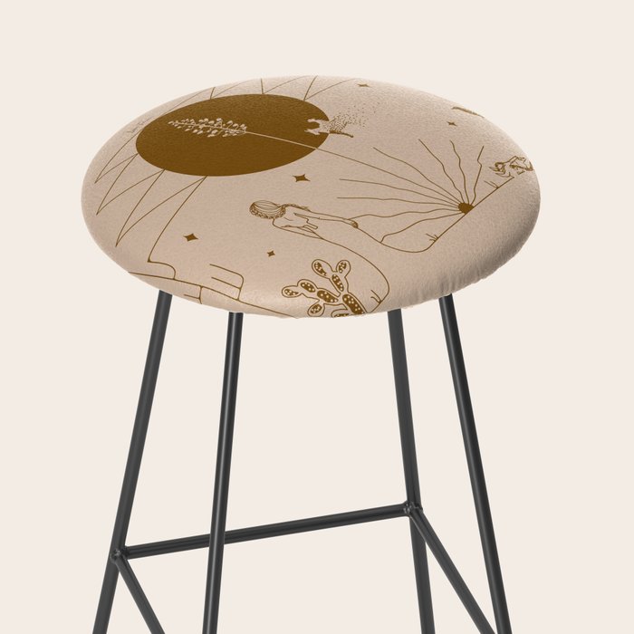 It Was All A Dream - Tan & Rust Stool Gallery Image 2