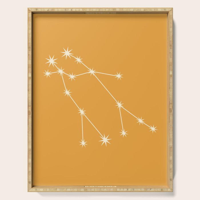 Gemini Zodiac Star Constellation Line Art Peach Orange Serving Tray Gallery Image 1