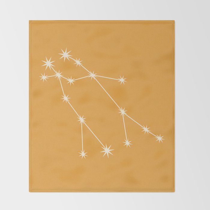 Gemini Zodiac Star Constellation Line Art Peach Orange Throw Blanket Gallery Image 2