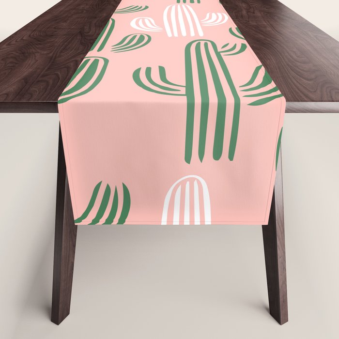 Cactus plant doodle art pattern Table Runner Gallery Image 1