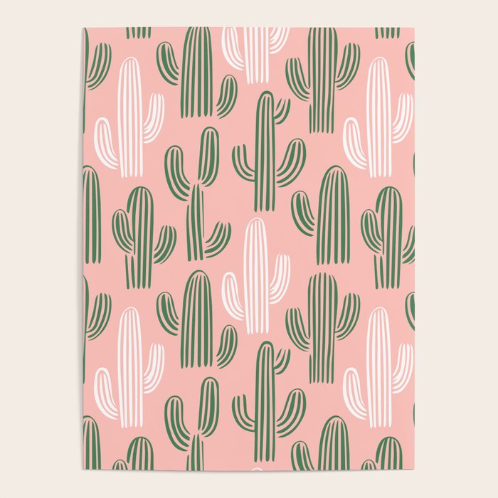 Cactus plant doodle art pattern Poster Gallery Image 4