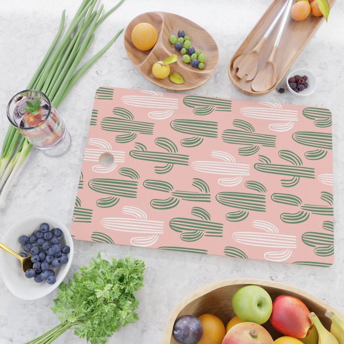 Cactus plant doodle art pattern Cutting Board Gallery Image 2