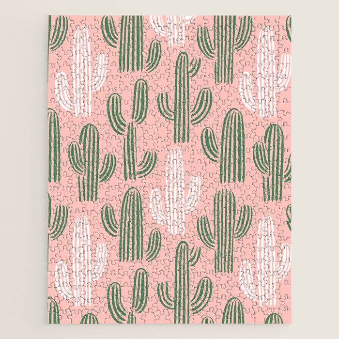 Cactus plant doodle art pattern Jigsaw Puzzle Gallery Image 1