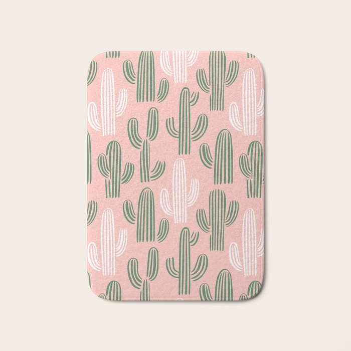 Cactus plant doodle art pattern Bath Mat Gallery Image 1