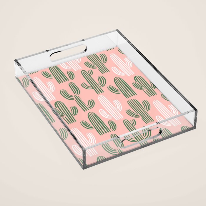 Cactus plant doodle art pattern Acrylic Tray Gallery Image 1