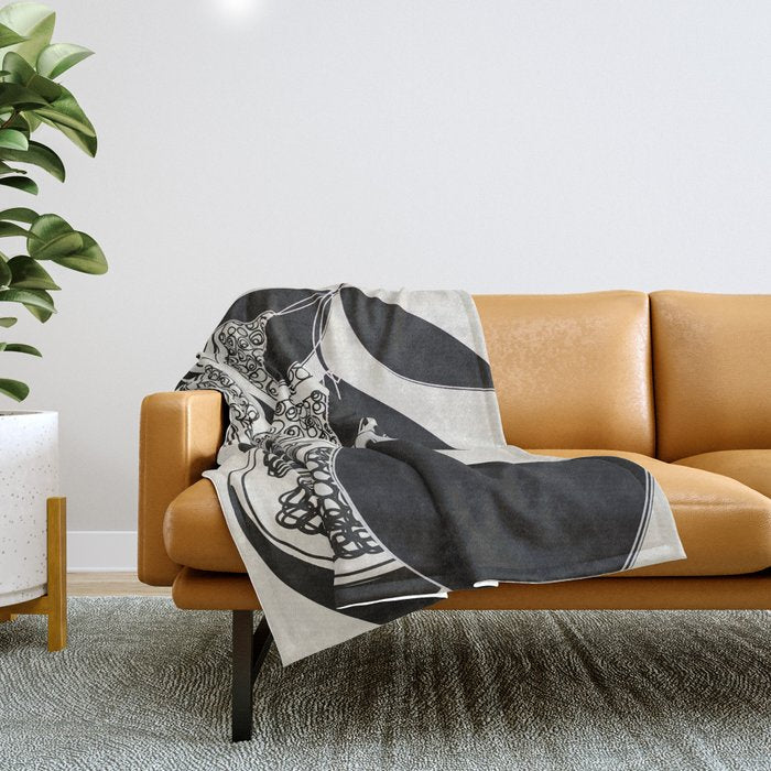 Line Art Pomegranates 1 Throw Blanket Gallery Image 1