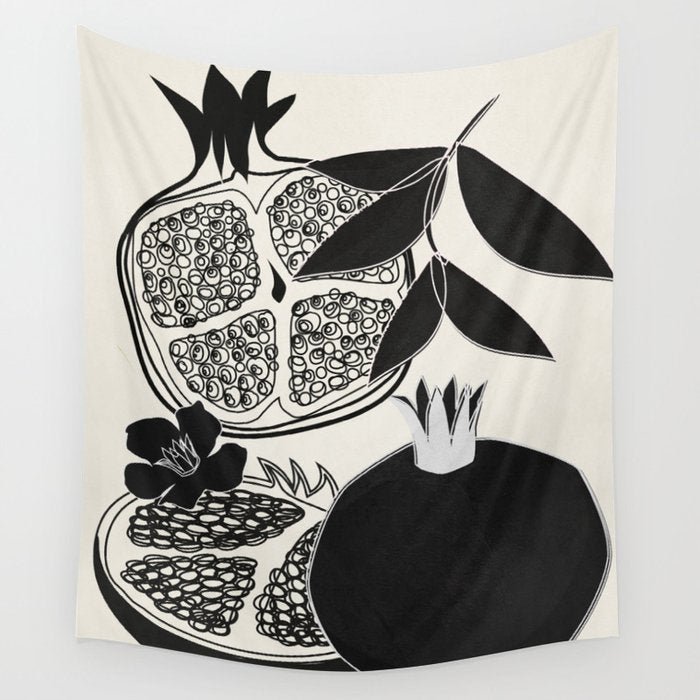 Line Art Pomegranates 1 Wall Tapestry Gallery Image 4