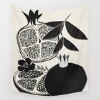 Line Art Pomegranates 1 Wall Tapestry Gallery Image 4