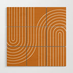 Minimal Line Curvature XCIII Bright 70s Orange Mid Century Modern Arch Abstract Wood Wall Art Gallery Image 1