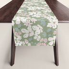 Soft meadow blooms - dusty mint, cream and pink floral pattern Table Runner Gallery Image 1