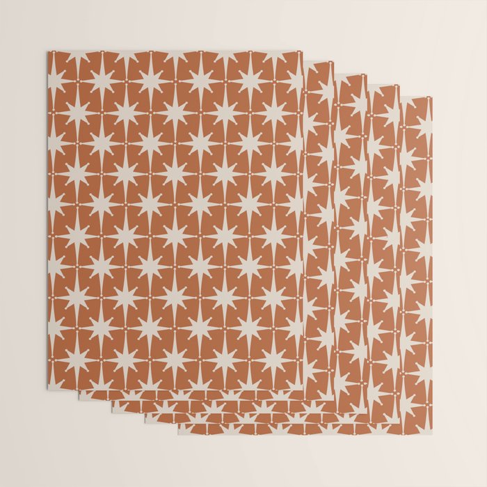 Atomic Age 50s Starburst Pattern in Putty and Light Clay Wrapping Paper Gallery Image 3