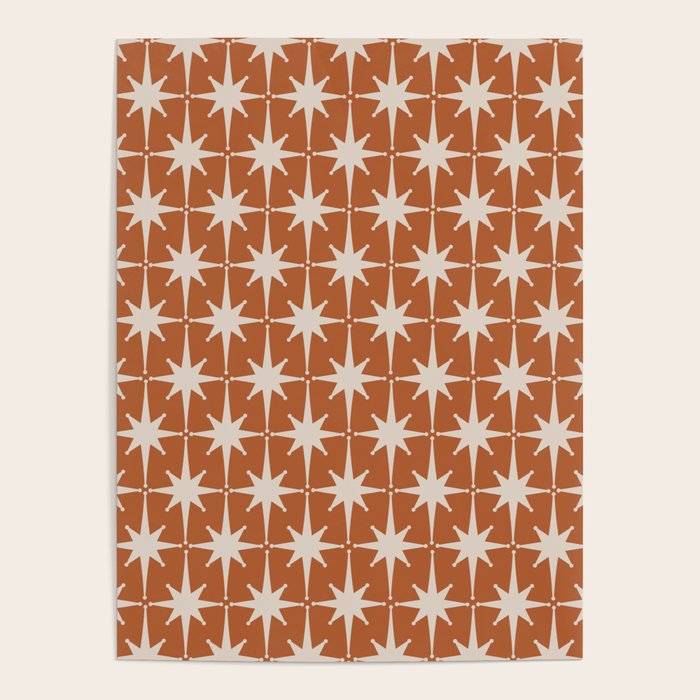 Atomic Age 50s Starburst Pattern in Putty and Light Clay Poster Gallery Image 4