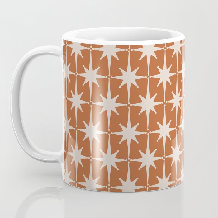 Atomic Age 50s Starburst Pattern in Putty and Light Clay Coffee Mug Gallery Image 3