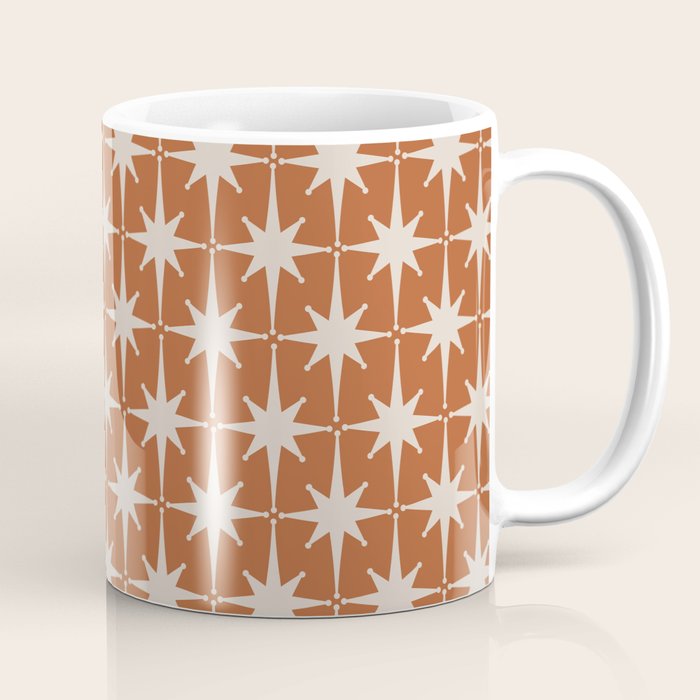 Atomic Age 50s Starburst Pattern in Putty and Light Clay Coffee Mug Gallery Image 1