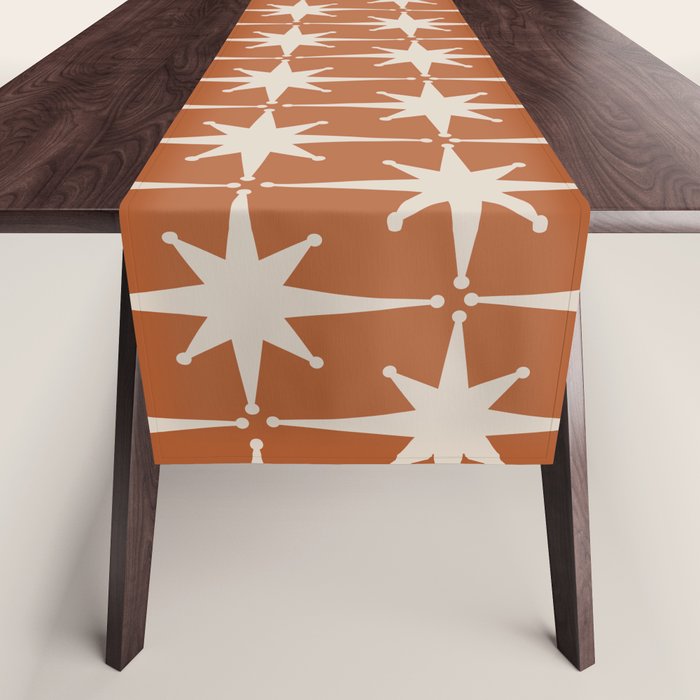 Atomic Age 50s Starburst Pattern in Putty and Light Clay Table Runner Gallery Image 1