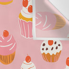 Pink cupcake cartoon food pattern Wall Tapestry Gallery Image 3