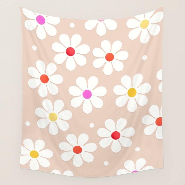 Seventies Daisies Pattern Wall Tapestry Gallery Image 4