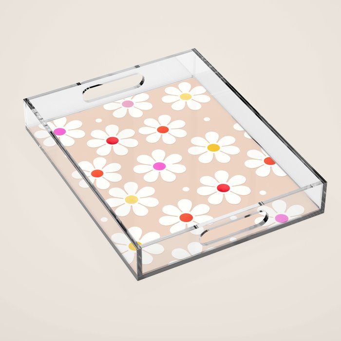 Seventies Daisies Pattern Acrylic Tray Gallery Image 1