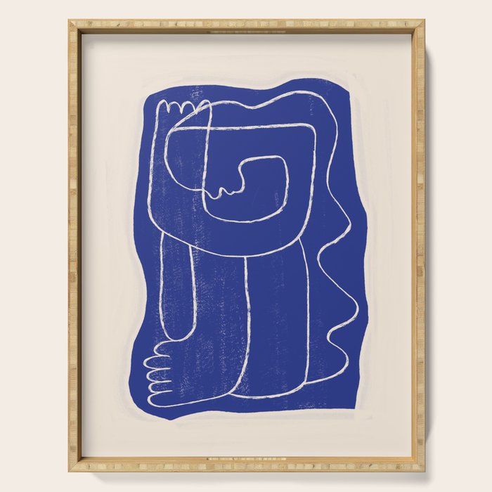 Abstract line art Figure 7  Cobalt Blue Serving Tray Gallery Image 1