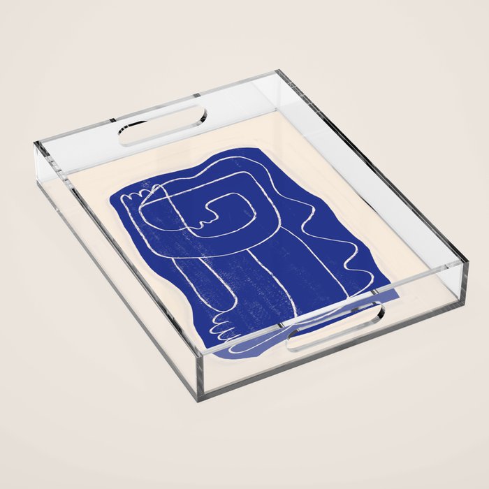 Abstract line art Figure 7  Cobalt Blue Acrylic Tray Gallery Image 1