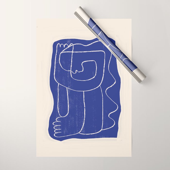 Abstract line art Figure 7  Cobalt Blue Wrapping Paper Gallery Image 1