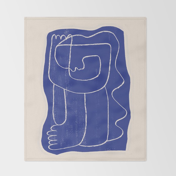 Abstract line art Figure 7  Cobalt Blue Throw Blanket Gallery Image 2