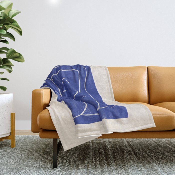 Abstract line art Figure 7  Cobalt Blue Throw Blanket Gallery Image 1