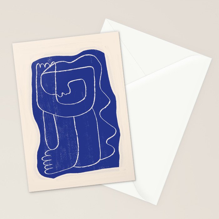 Abstract line art Figure 7  Cobalt Blue Stationery Card Gallery Image 2