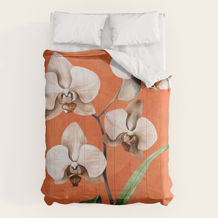 White Orchid Floral Art 3  Comforter Gallery Image 6