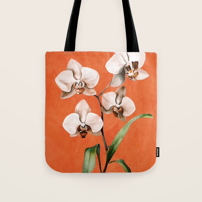 White Orchid Floral Art 3  Tote Bag Gallery Image 1