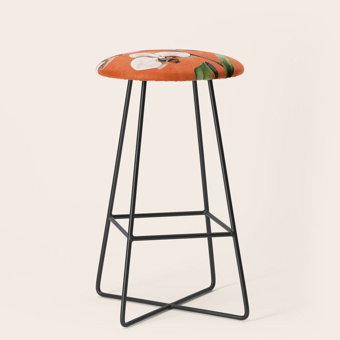 White Orchid Floral Art 3  Stool Gallery Image 1